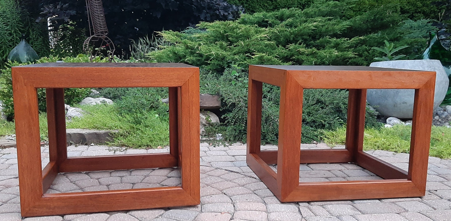 Set of 2 REFINISHED MCM Walnut Accent or Bedside Tables, large