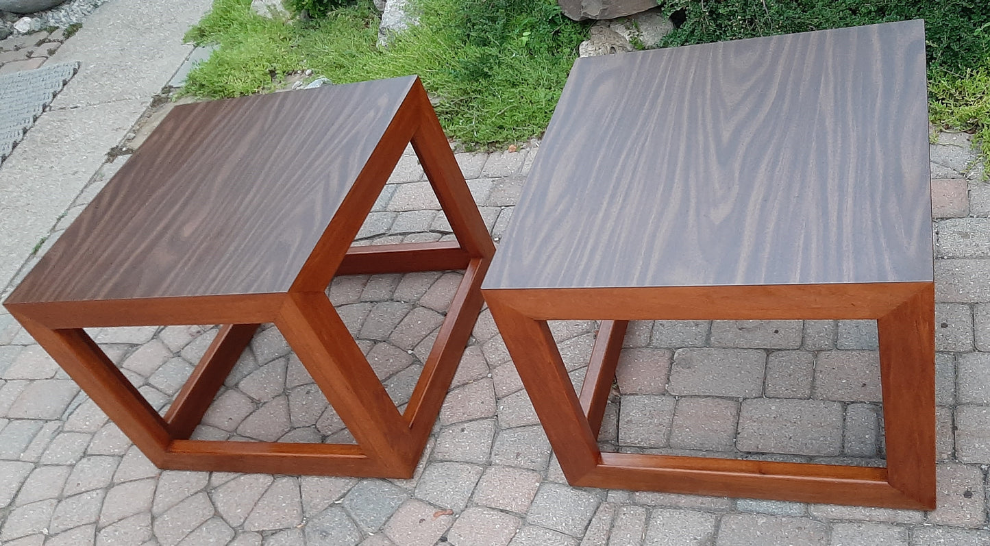 Set of 2 REFINISHED MCM Walnut Accent or Bedside Tables, large