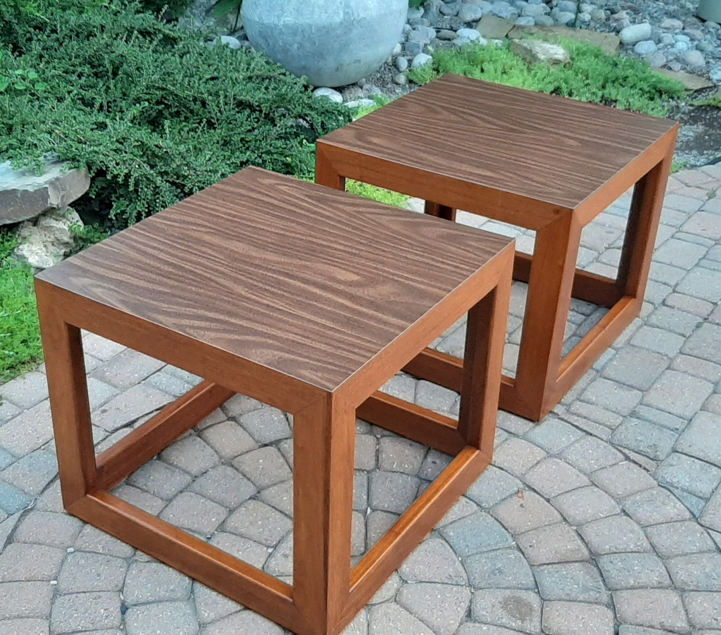 Set of 2 REFINISHED MCM Walnut Accent or Bedside Tables, large