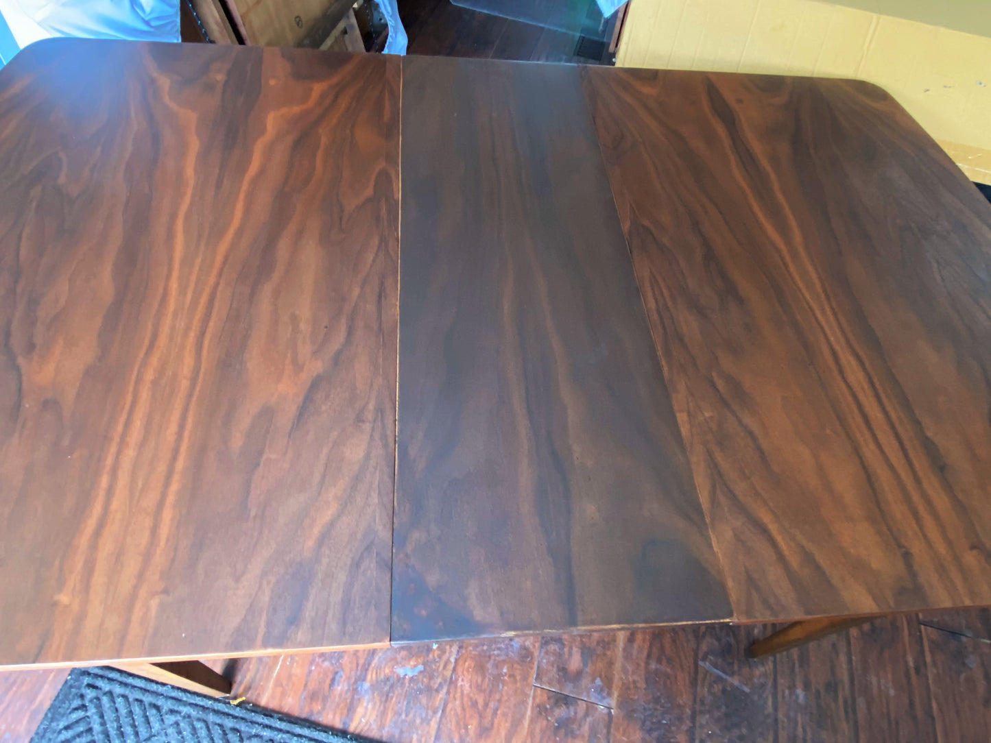 REFINISHED MCM Walnut Dining Table Extendable w 1 leaf, 4-5 ft