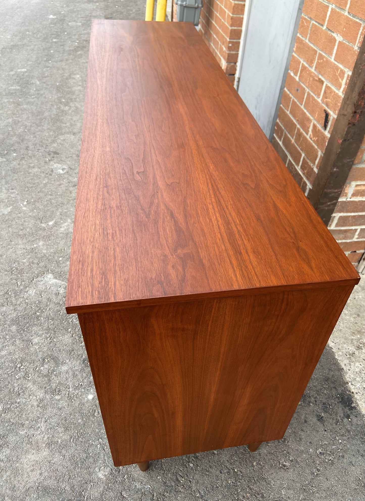 REFINISHED MCM Walnut Dresser with 8 Drawers 63.5"