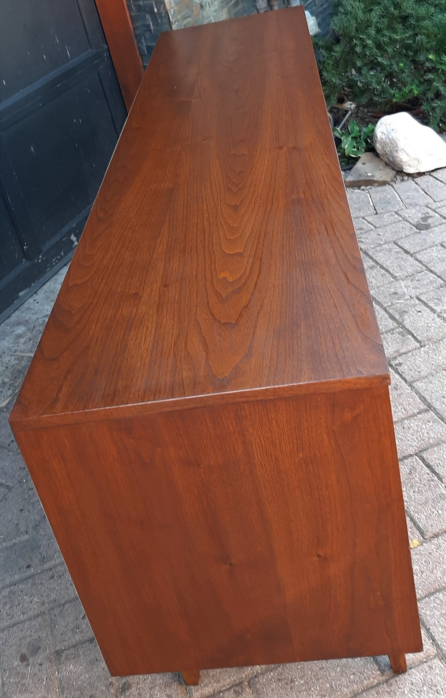 REFINISHED MCM Walnut Credenza Sideboard with woven doors 6ft