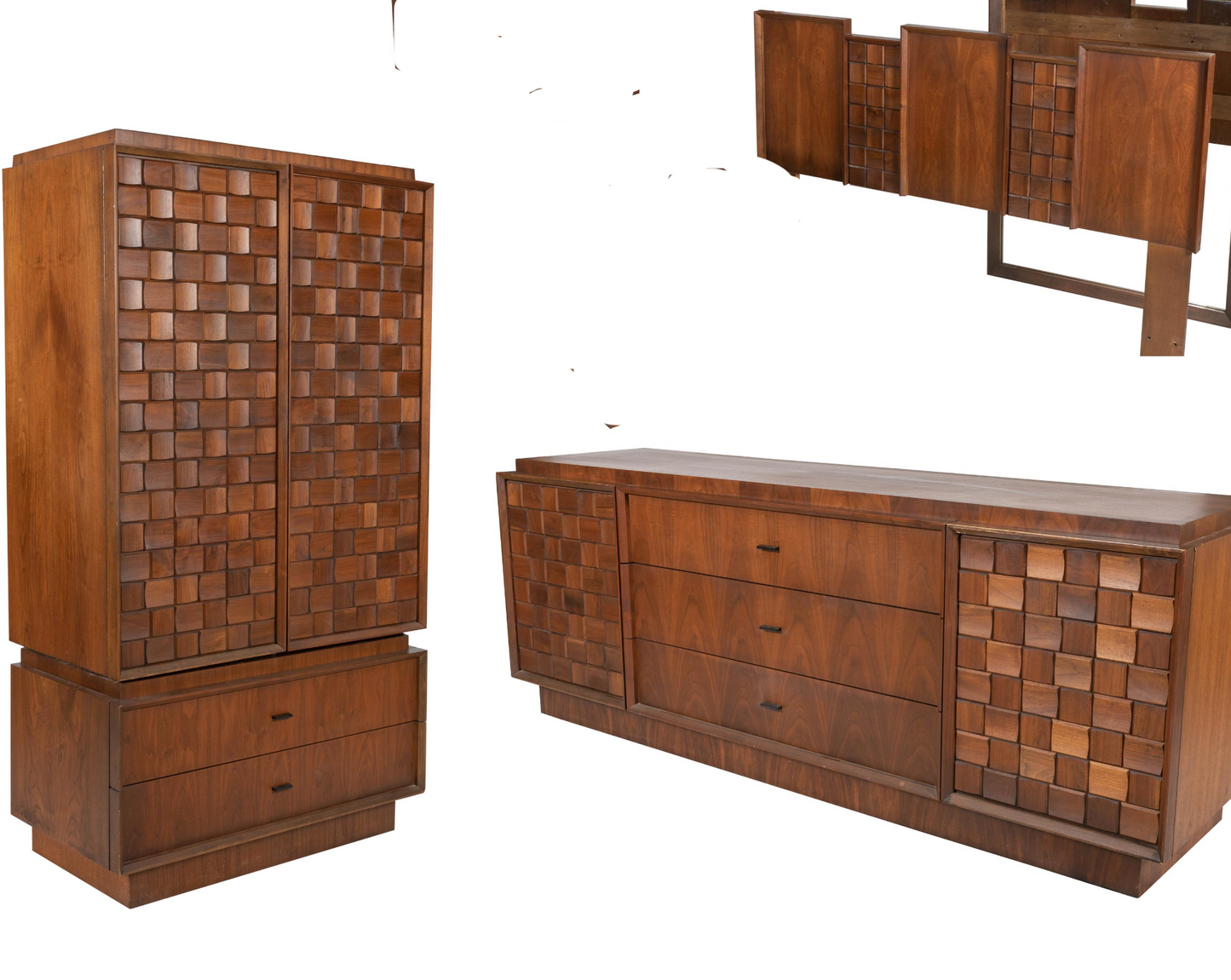 RESERVED for Bryan***REFINISHED MCM Walnut Brutalist Bedroom SET in Paul Evans style, PERFECT