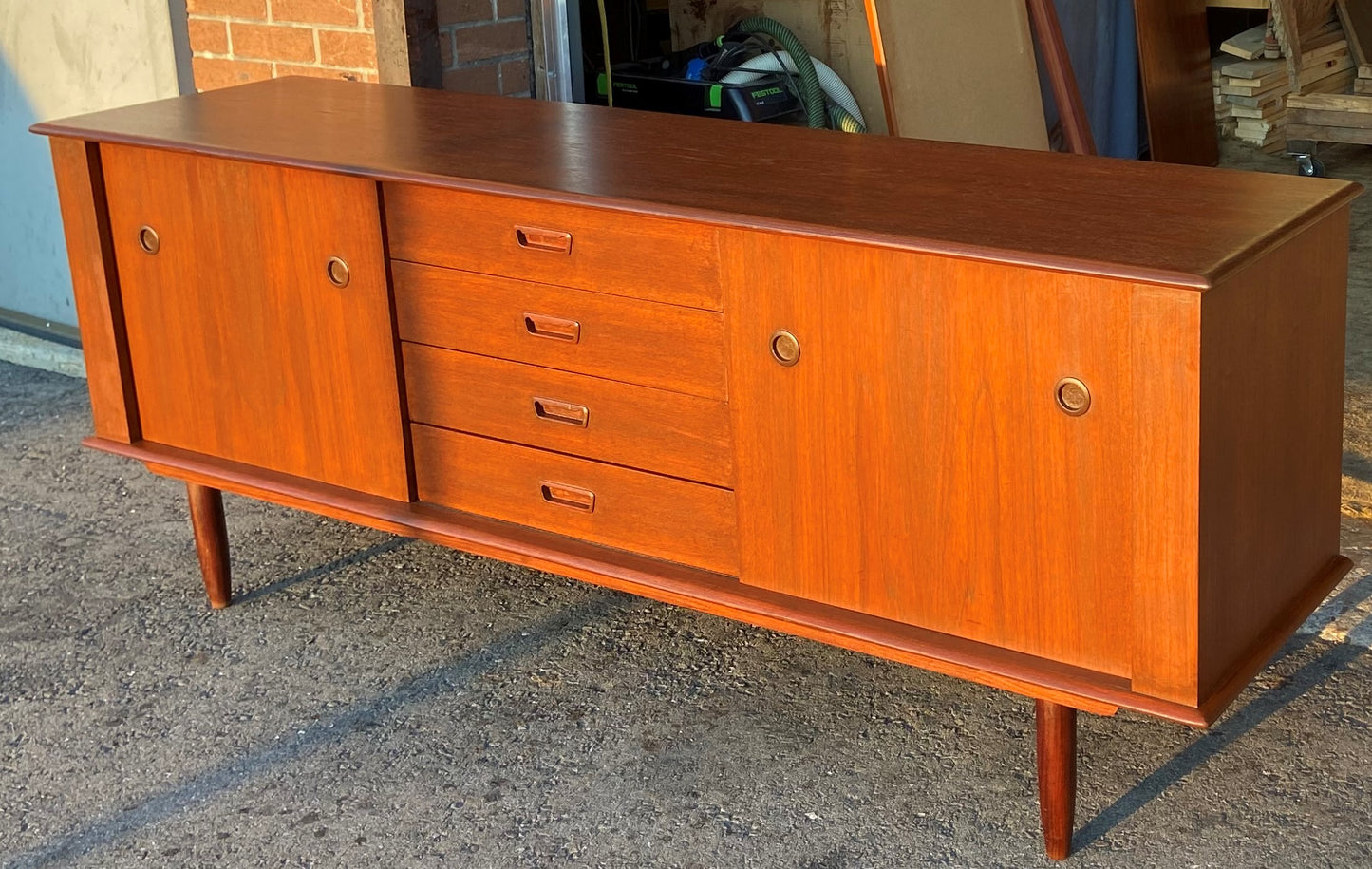 REFINISHED Mid Century Modern Teak Sideboard Buffet by Punch 6ft (not perfect)