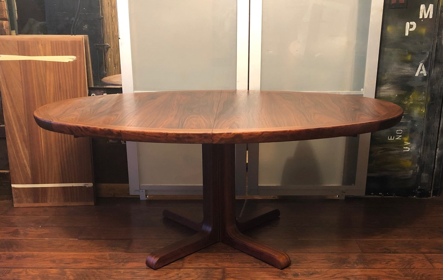 Set REFINISHED Danish MCM Rosewood Table Oval w 2 Leaves 70-109" & 6 Chairs, all perfect - Mid Century Modern Toronto