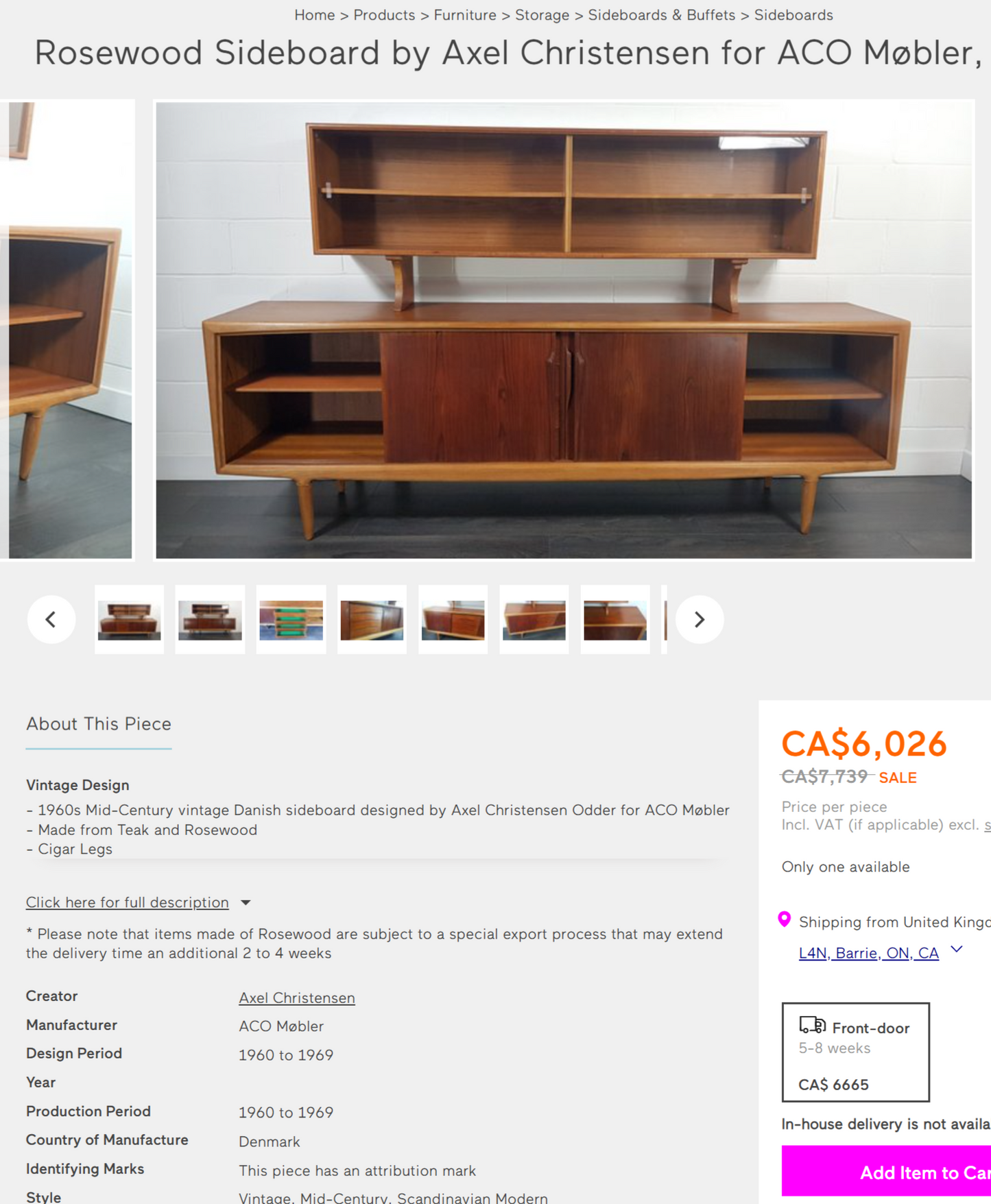 REFINISHED Danish Mid Century Modern Teak Console by Axel Christensen for ACO Møbler 71"