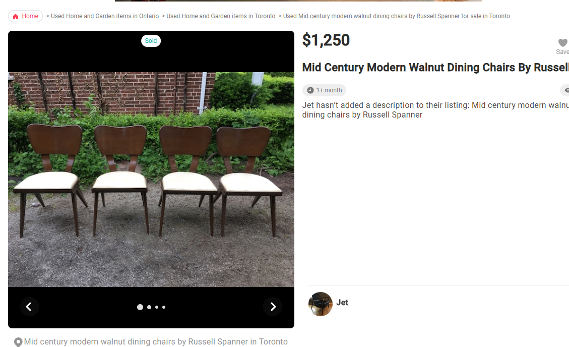 Rare Russell Spanner Catalina Dining Table Extendable Refinished 60"-78"and 6 Chairs - Mid Century Modern Toronto