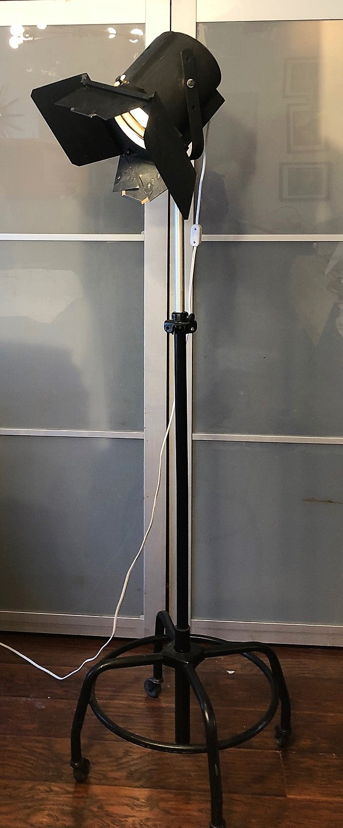 Vintage Industrial Movie Theater Photography Spot Light - iron floor lamp on wheels - Mid Century Modern Toronto