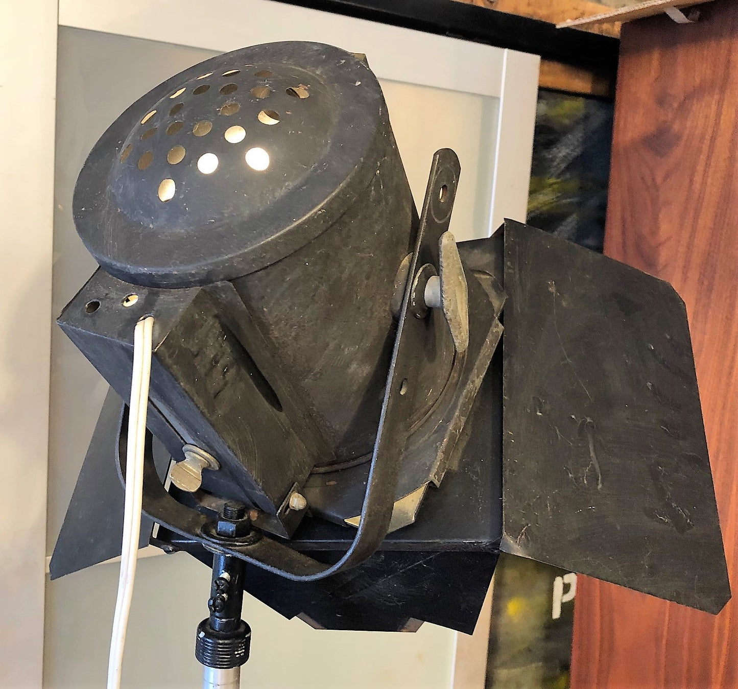 Vintage Industrial Movie Theater Photography Spot Light - iron floor lamp on wheels - Mid Century Modern Toronto