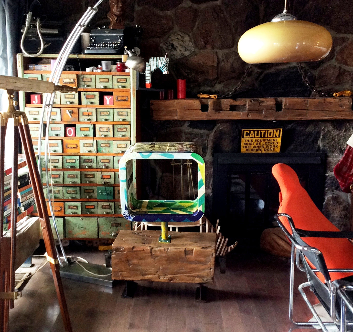 Unique Barn Beam Bench with Rotating Display One of the Kind - Mid Century Modern Toronto