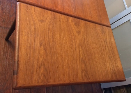 REFINISHED Danish Mid Century Modern Teak Table with 2 Leaves / Draw Leaf, like new - Mid Century Modern Toronto