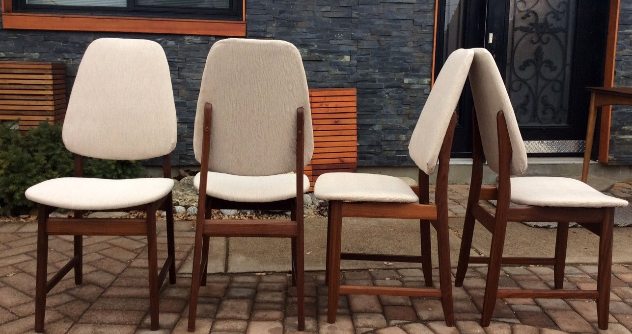 6 MCM Gustav Bahus Teak shield back dining chairs REFINISHED REUPHOLSTERED $250 each - Mid Century Modern Toronto
