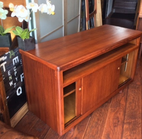 REFINISHED MCM Teak Buffet TV Console Divider 49" Finished Back - Mid Century Modern Toronto