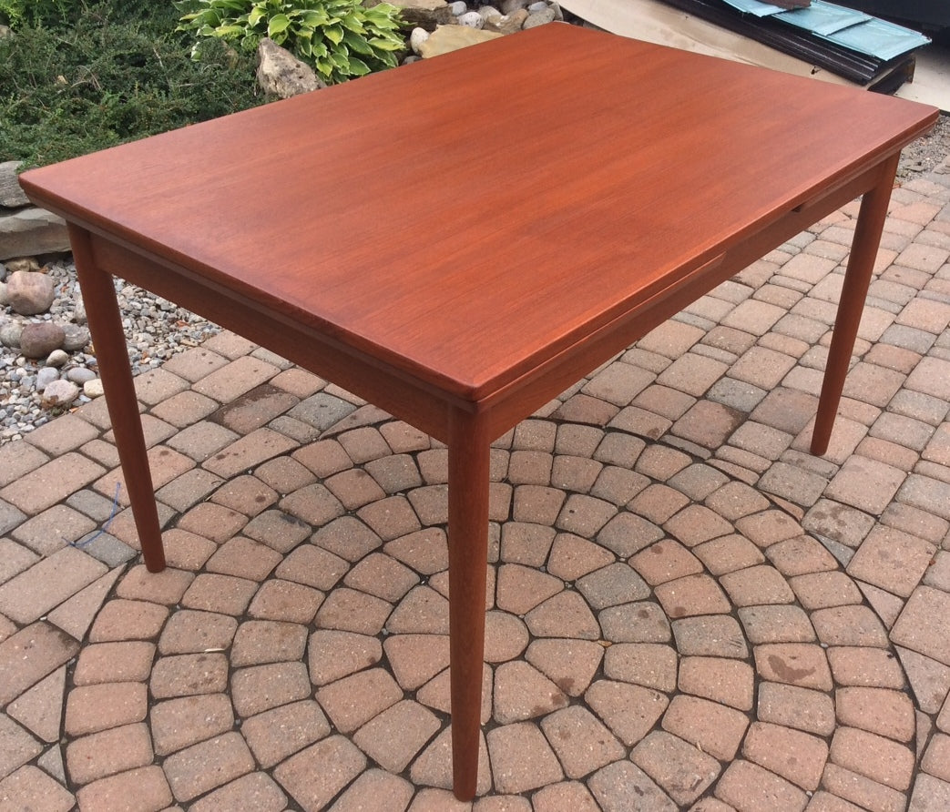 REFINISHED Danish Mid Century Modern Teak Dining Table Extendable with 2 Leaves / Draw Leaf/ Pocket Leaf by DYRLUND - Mid Century Modern Toronto