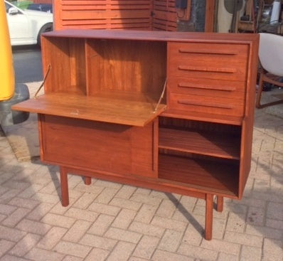 REFINISHED Danish MCM Teak Tall Sideboard Bar Compact 49.5" - Mid Century Modern Toronto