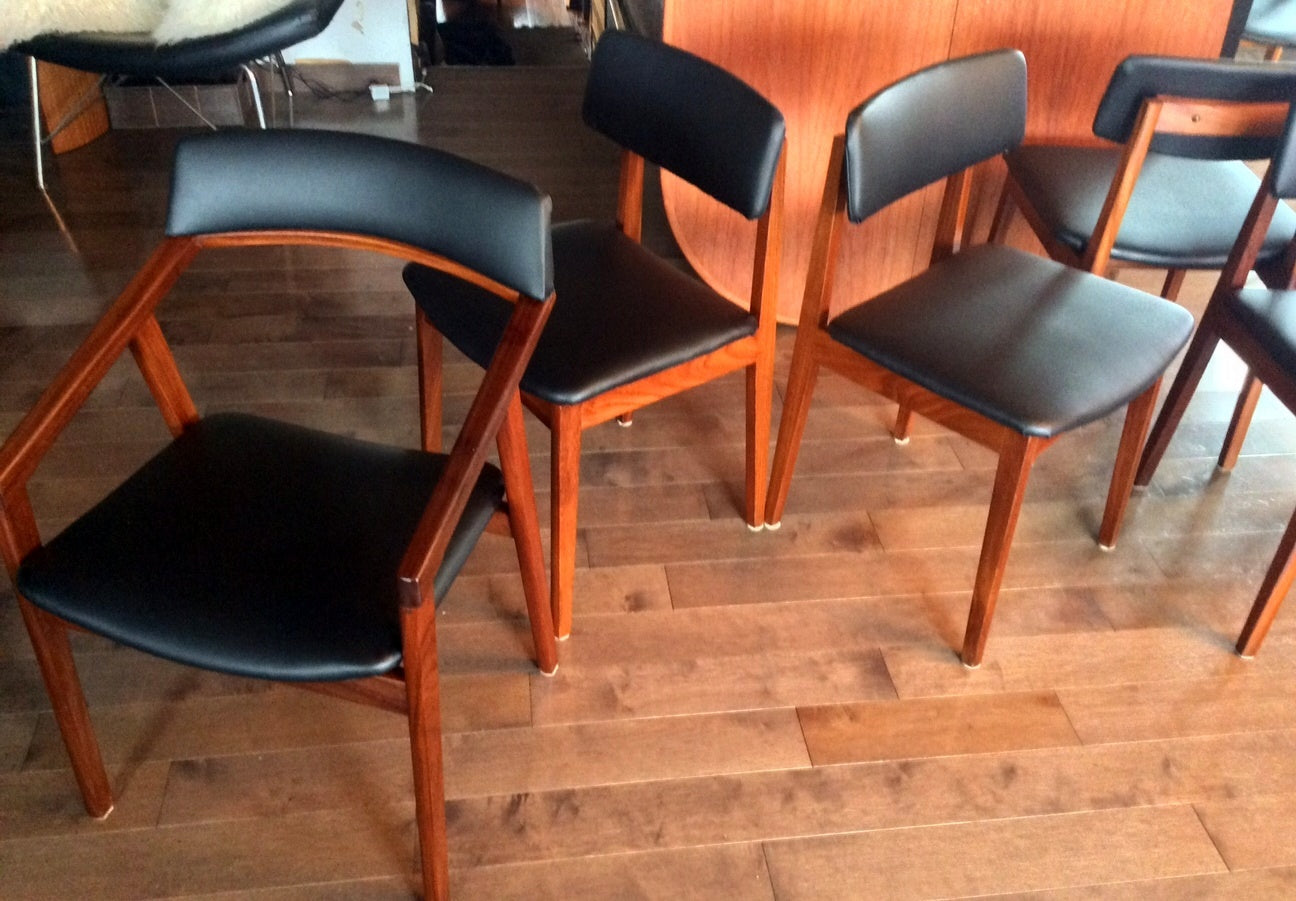 4 or 5 Mid Century Modern Solid Teak Chairs by Jan Kuypers REFINISHED REUPHOLSTERED - Mid Century Modern Toronto