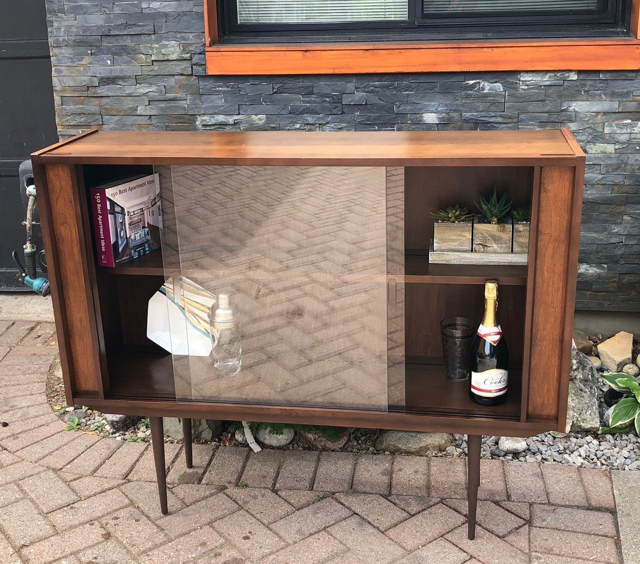 Dark Walnut MCM Display Bookcase 48" - Mid Century Modern Toronto