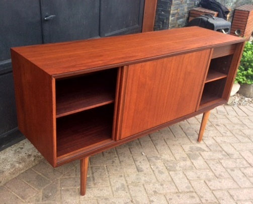 REFINISHED MCM Teak Sideboard TV Console with 2 Sliding Doors 62" - Mid Century Modern Toronto