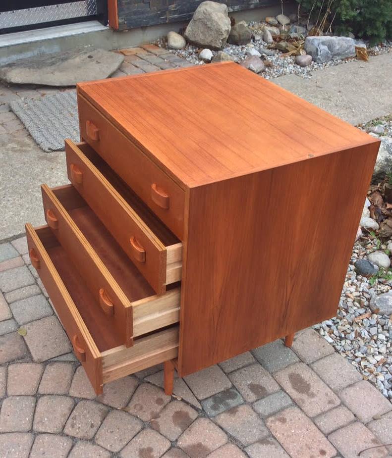 Danish Mid Century Modern Teak Dresser Chest 4 Drawers Small REFINISHED - Mid Century Modern Toronto