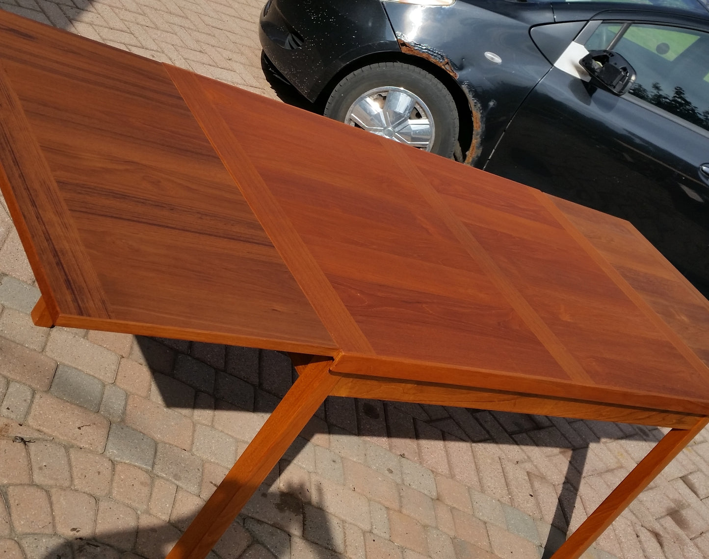 REFINISHED Danish Mid Century Modern Teak Dining Table with 2 Leaves - Mid Century Modern Toronto
