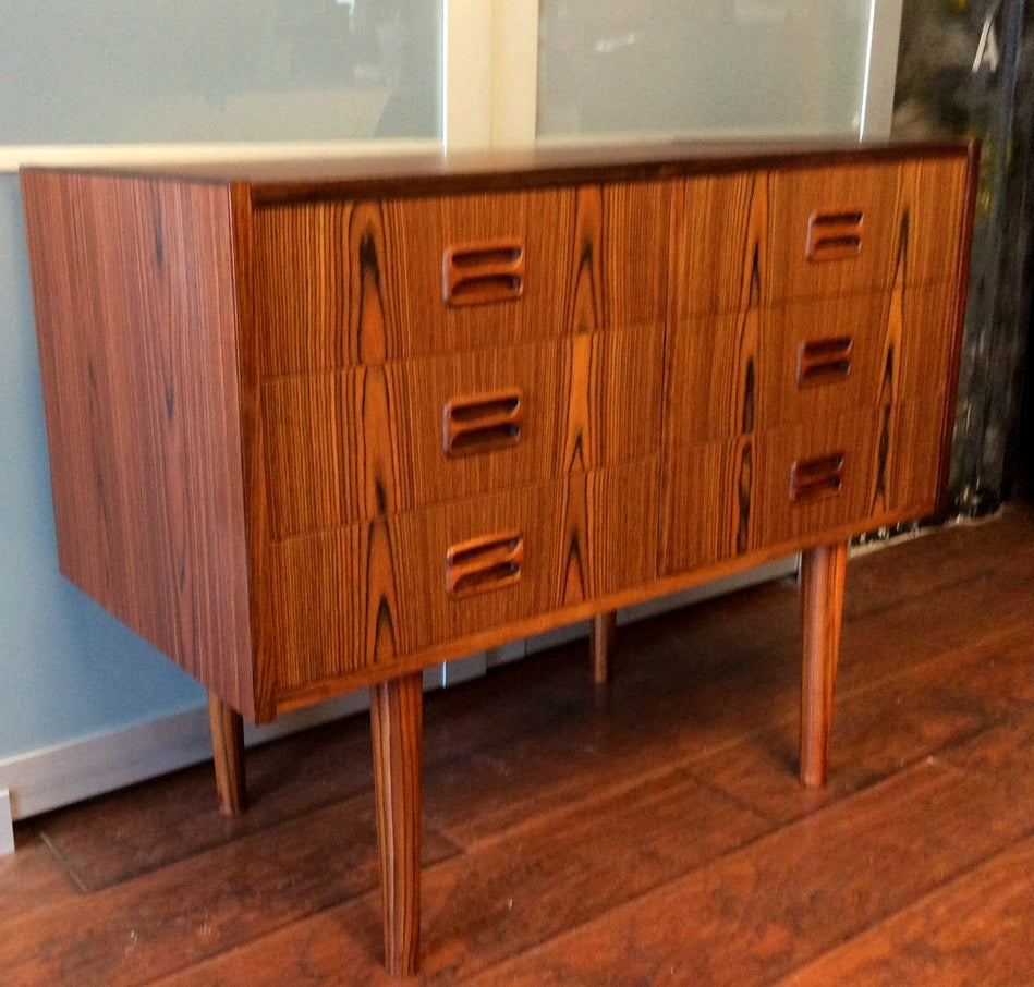 Danish Mid Century Modern Rosewood Dresser 6 Drawers Vanity Entry REFINISHED - Mid Century Modern Toronto