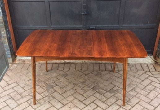 REFINISHED MCM Walnut Table w 1 leaf 50"-72" - Mid Century Modern Toronto