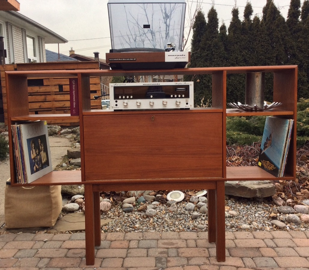 Mid Century Modern Teak Media Console Bar RESTORED - Mid Century Modern Toronto