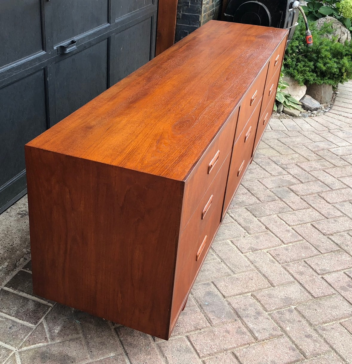 REFINISHED MCM Teak Low DRESSER 9 Drawers 76" - Mid Century Modern Toronto