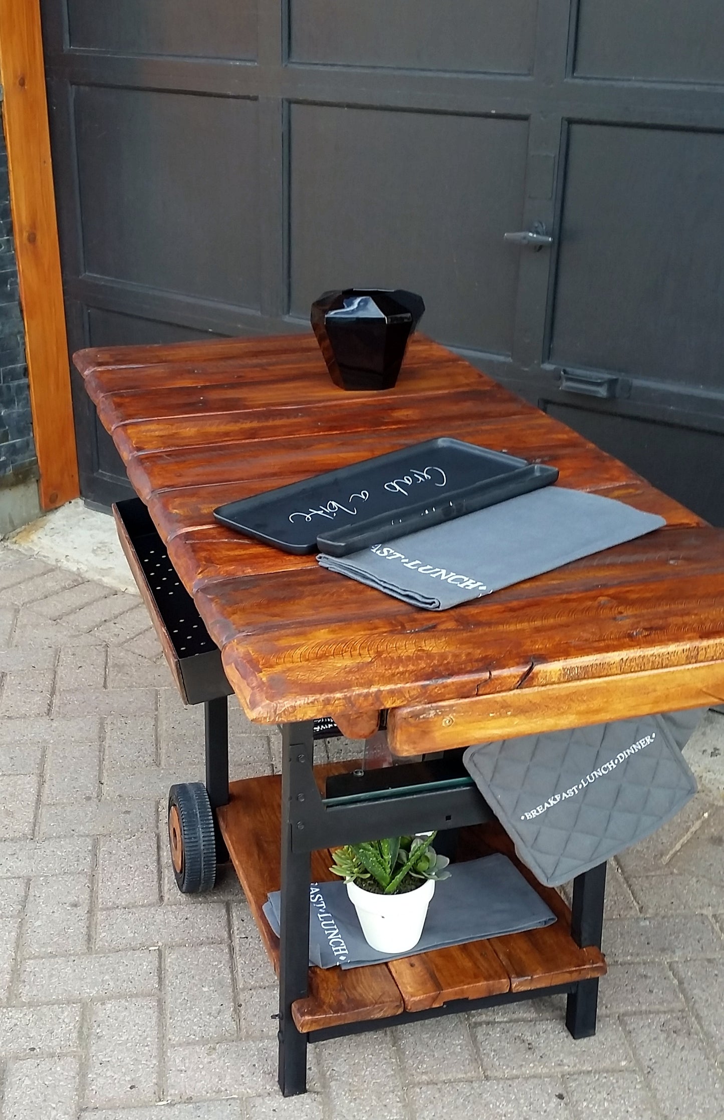 Bar Serving Cart Trolley One of the Kind Reclaimed Industrial Modern Rustic - Mid Century Modern Toronto