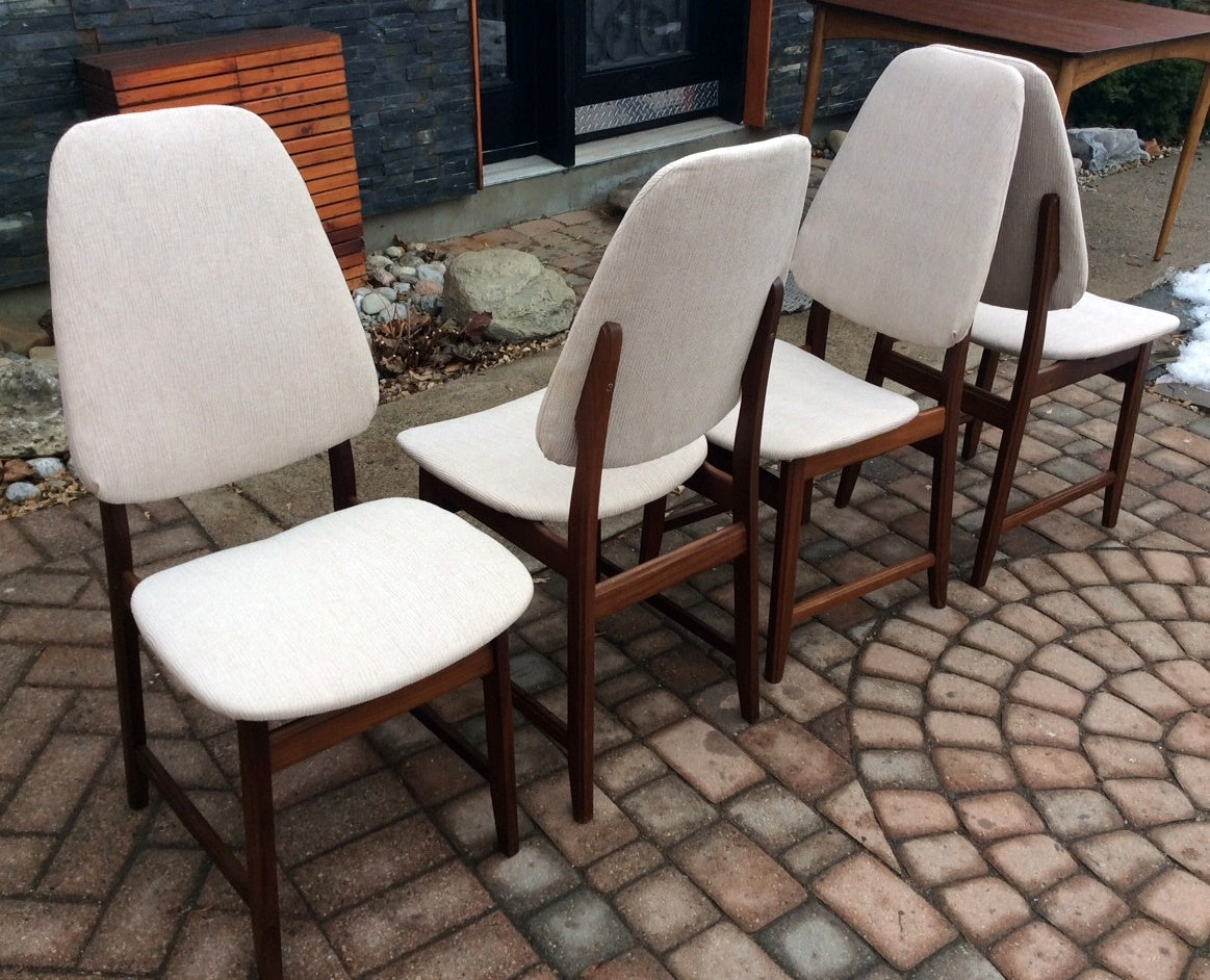 6 MCM Gustav Bahus Teak shield back dining chairs REFINISHED REUPHOLSTERED $250 each - Mid Century Modern Toronto