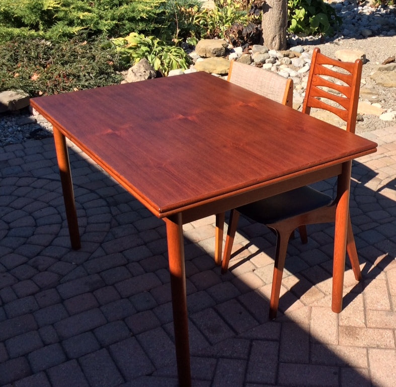 REFINISHED Mid Century Modern Teak Dining Table Extendable with 2 Leaves / Draw Leaf/ Pocket Leaf made in Denmark - Mid Century Modern Toronto