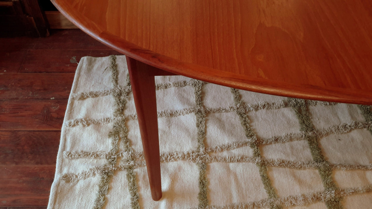 MCM Teak Table with 1 Leaf Oval REFINISHED Self- Storing 63"-83" - Mid Century Modern Toronto