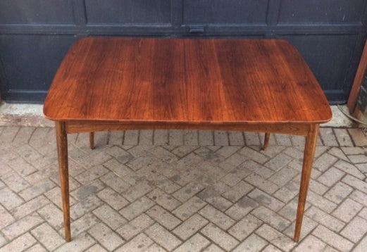 REFINISHED MCM Walnut Table w 1 leaf 50"-72" - Mid Century Modern Toronto