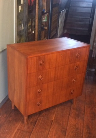 REFINISHED Mid Century Modern Teak Dresser 4 Drawers 31" - Mid Century Modern Toronto