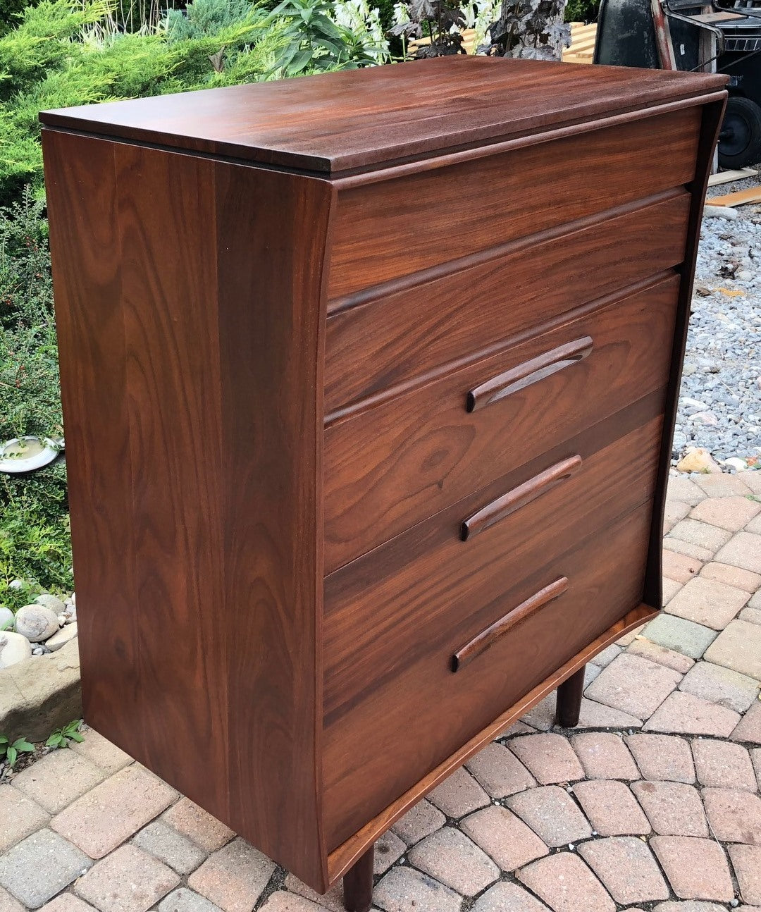 REFINISHED MCM SOLID TEAK Dresser, Tallboy, Nightstands, Bed frame by Imperial- PERFECT - Mid Century Modern Toronto