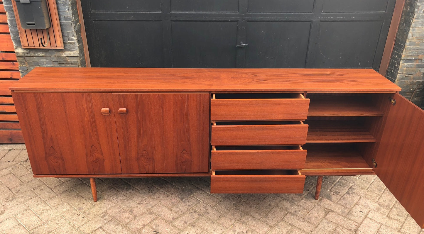 REFINISHED MCM Teak High and Long Credenza 94.5" - Mid Century Modern Toronto