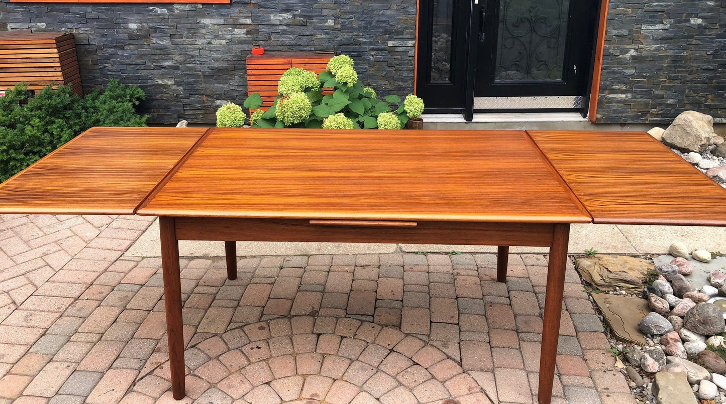 REFINISHED Danish MCM Teak Draw Leaf Table 55"-97" perfect - Mid Century Modern Toronto