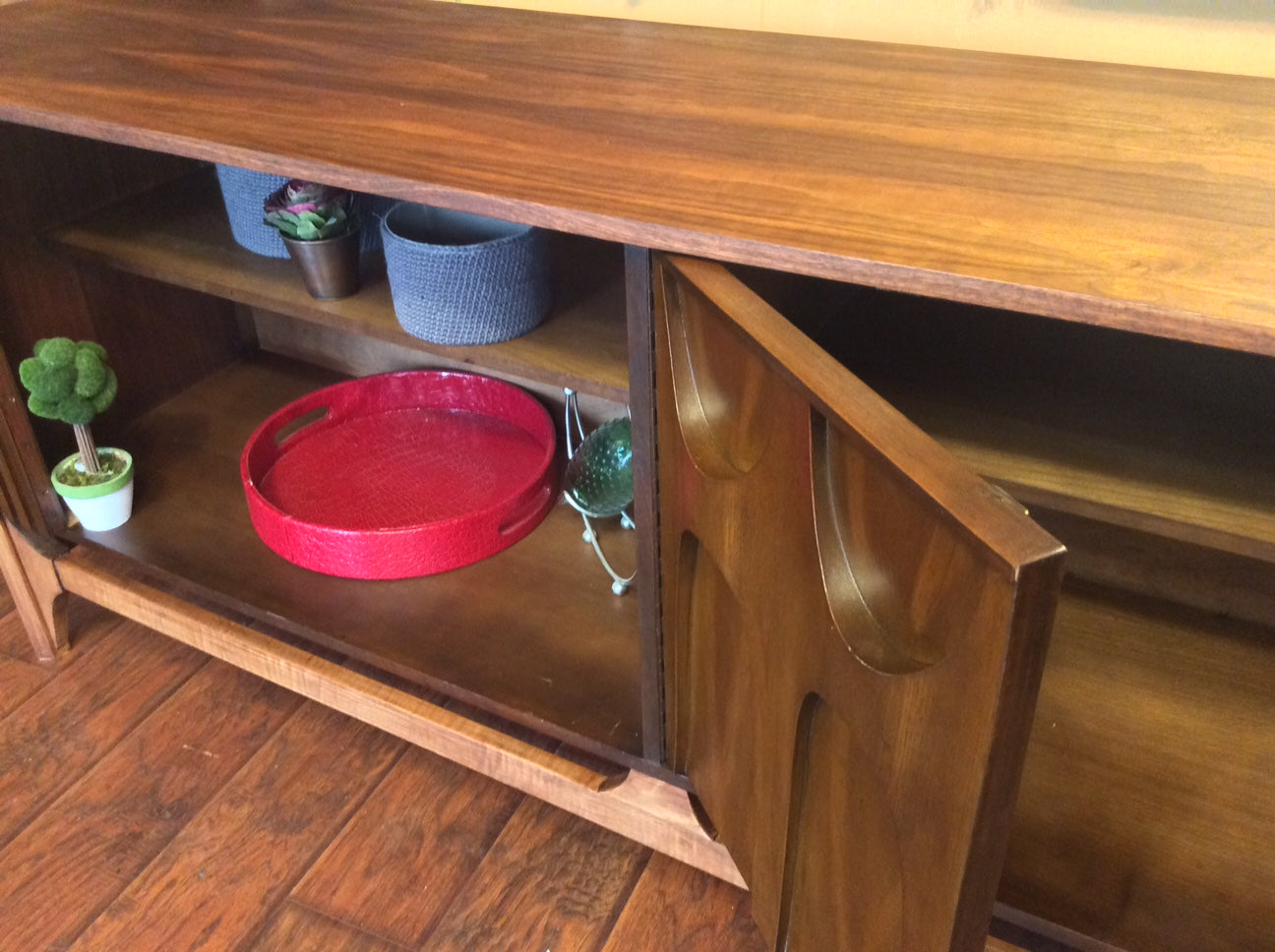 Mid Century Modern Broyhill Brasilia Style Walnut Sideboard with sculpted front - Mid Century Modern Toronto