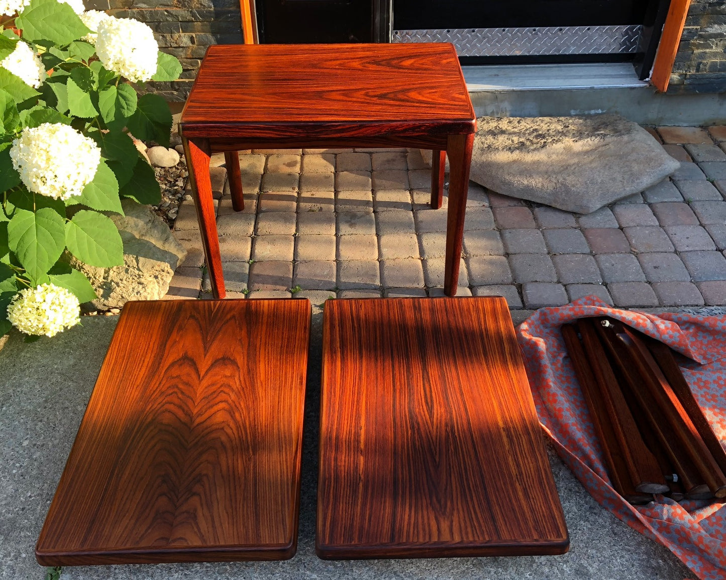 REFINISHED Danish MCM Rosewood Accent Side End Tables, set of 2; perfect - Mid Century Modern Toronto