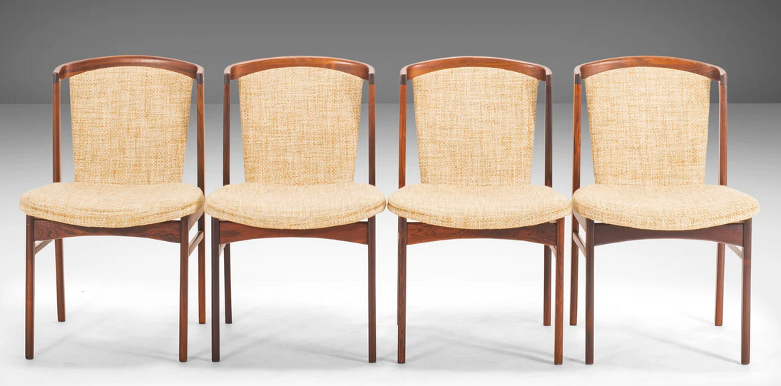 5 REFINISHED Danish MCM Rosewood Chairs by Erik Buch REUPHOLSTERED