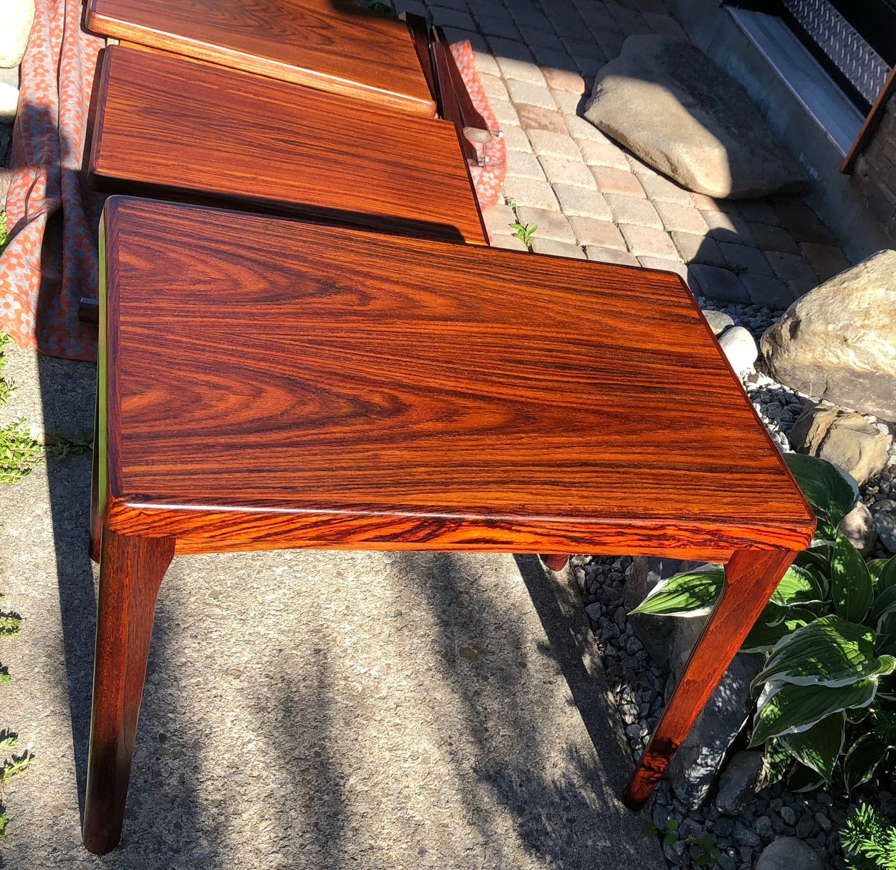 REFINISHED Danish MCM Rosewood Accent Side End Tables, set of 2; perfect - Mid Century Modern Toronto