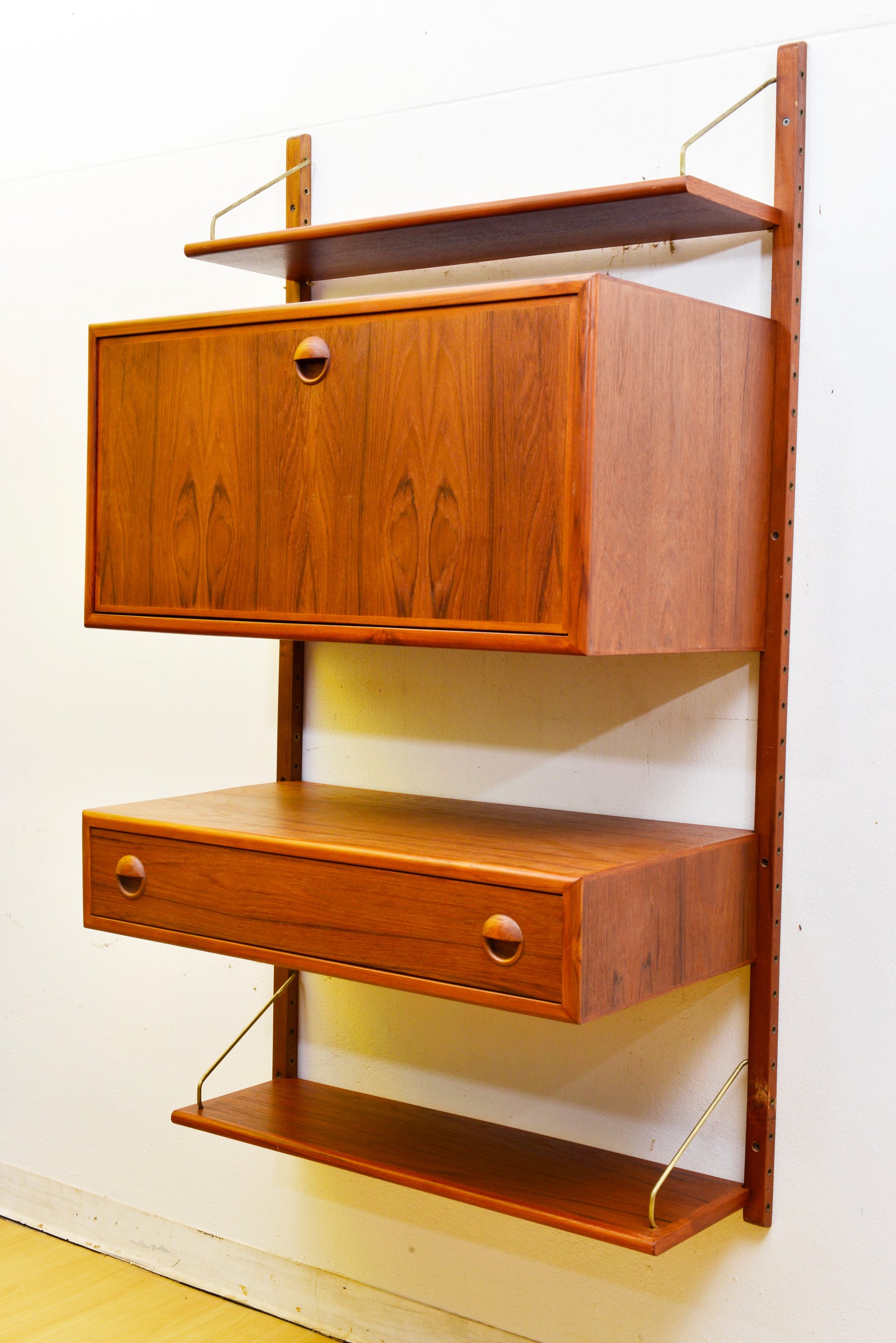 Restored Danish MCM teak modular wall unit with storage and display, PERFECT, CADO style - Mid Century Modern Toronto