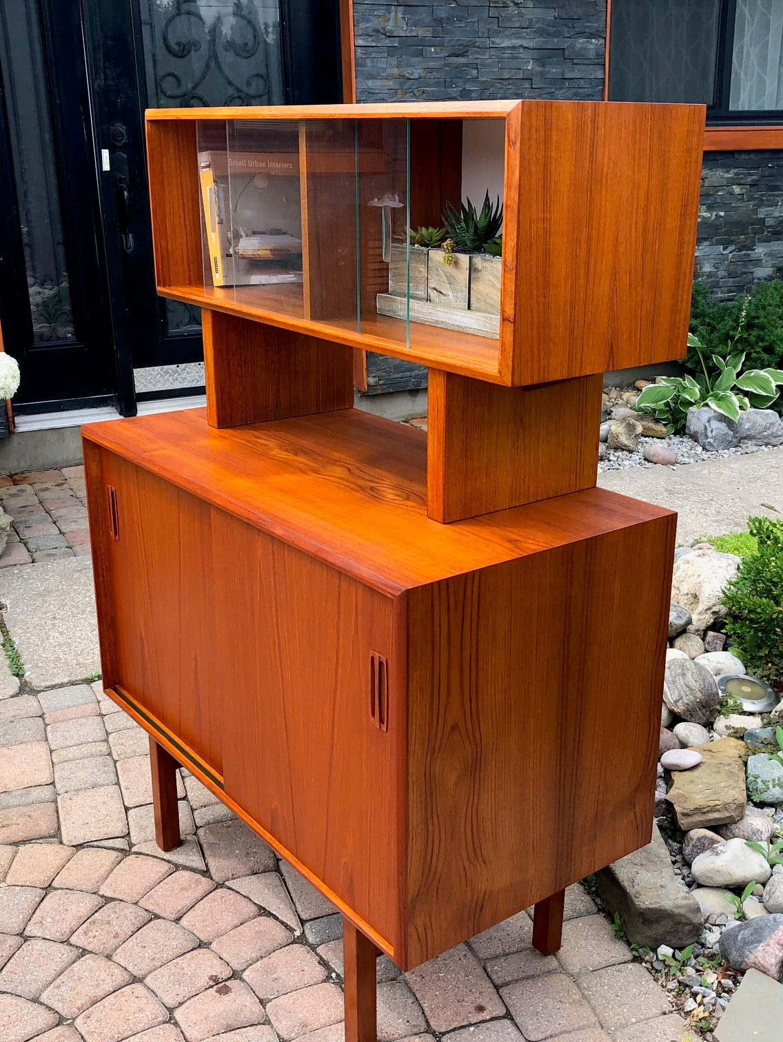 REFINISHED Danish MCM Teak Buffet with Display (can be used separately) 36" - Mid Century Modern Toronto
