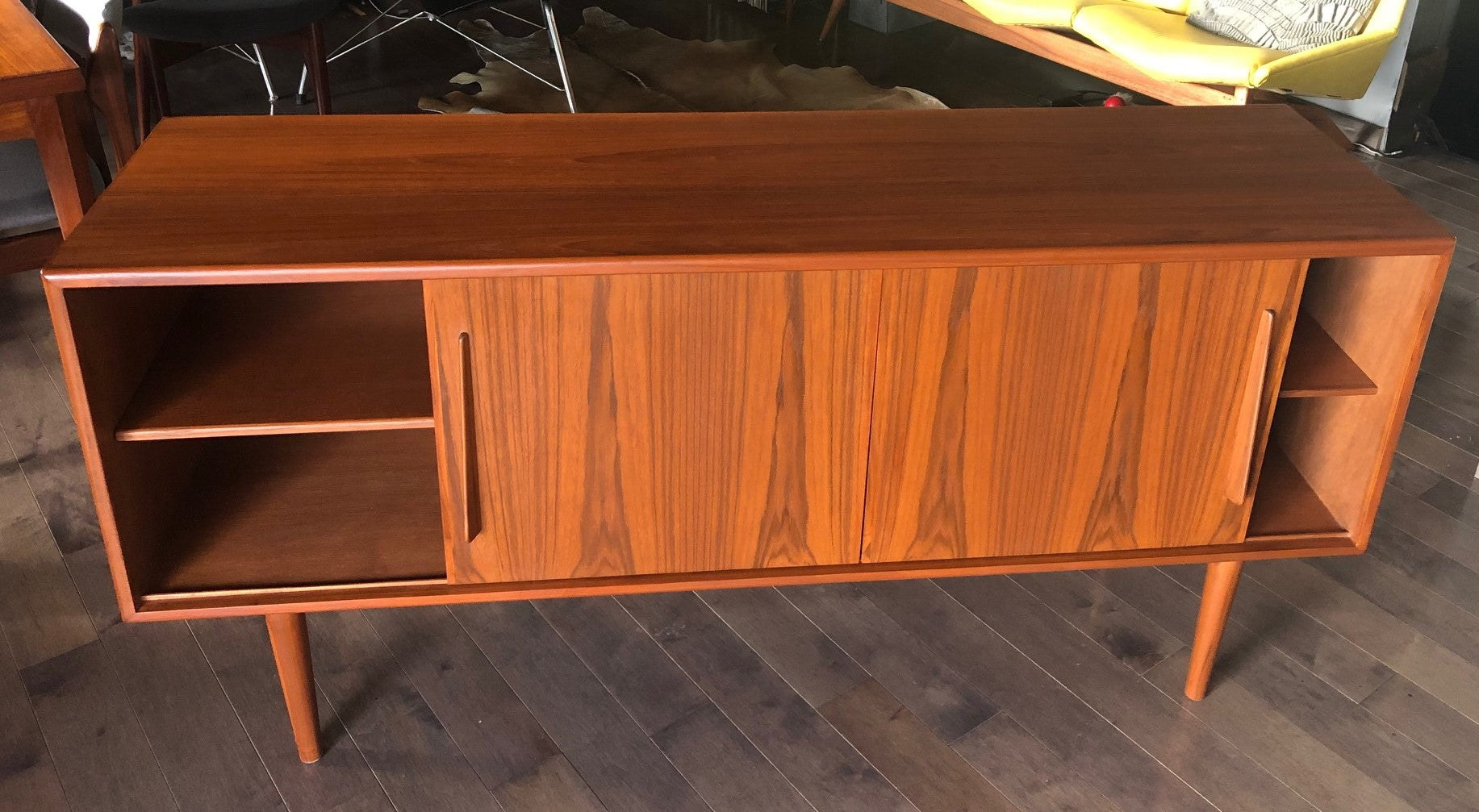 Restored Danish MCM Teak Sideboard or Media TV Console, 63", perfect - Mid Century Modern Toronto