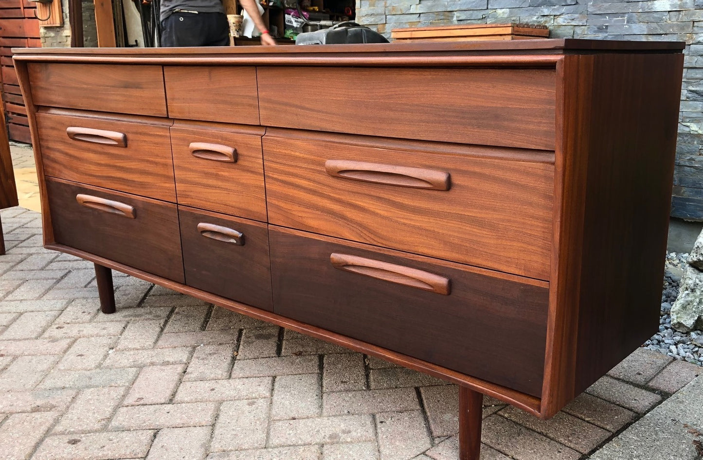 REFINISHED MCM SOLID TEAK Dresser, Tallboy, Nightstands, Bed frame by Imperial- PERFECT - Mid Century Modern Toronto
