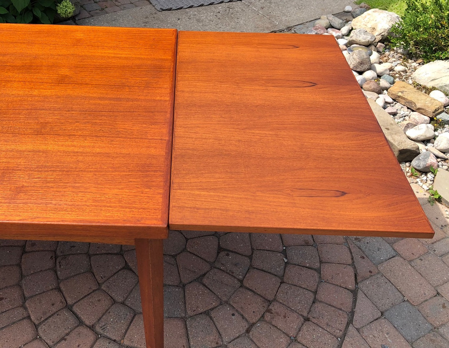 REFINISHED Danish MCM Teak Draw Leaf Dining Table in style of Henning Kjaernulf 55"-98" - Mid Century Modern Toronto