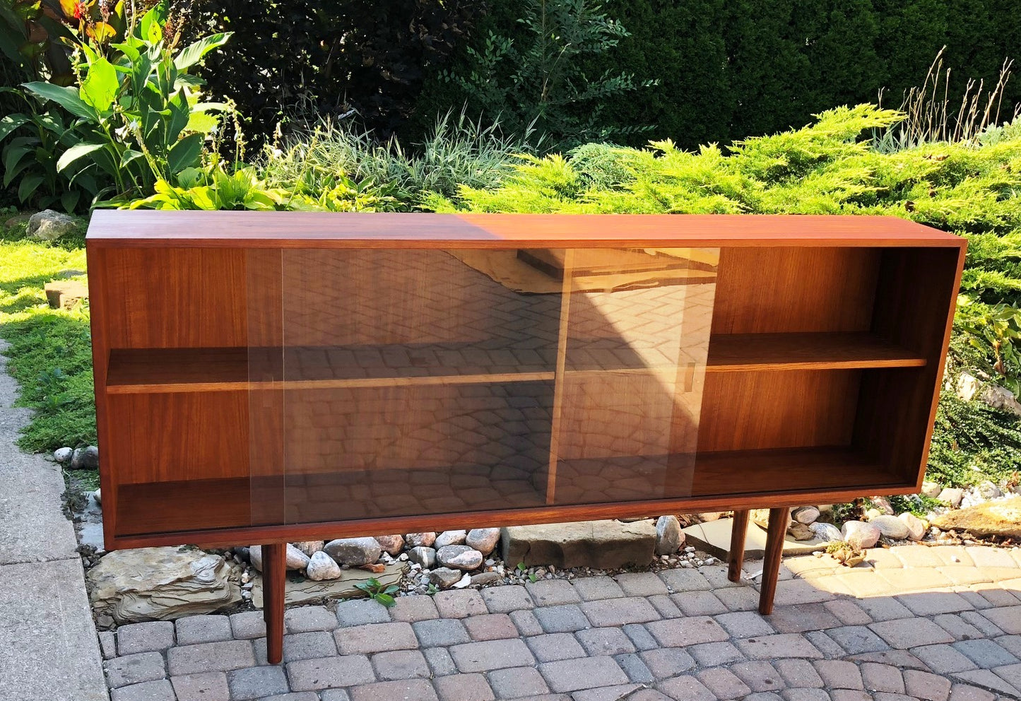 REFINISHED Danish MCM Teak Display Bookcase Narrow 72" - Mid Century Modern Toronto