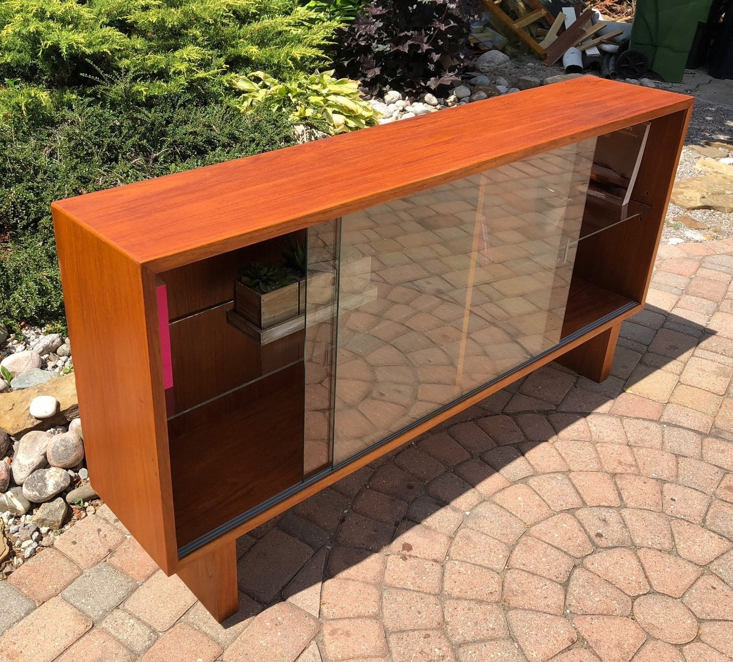 REFINISHED Danish MCM Teak Display China TV Console Narrow 61.5" - Mid Century Modern Toronto