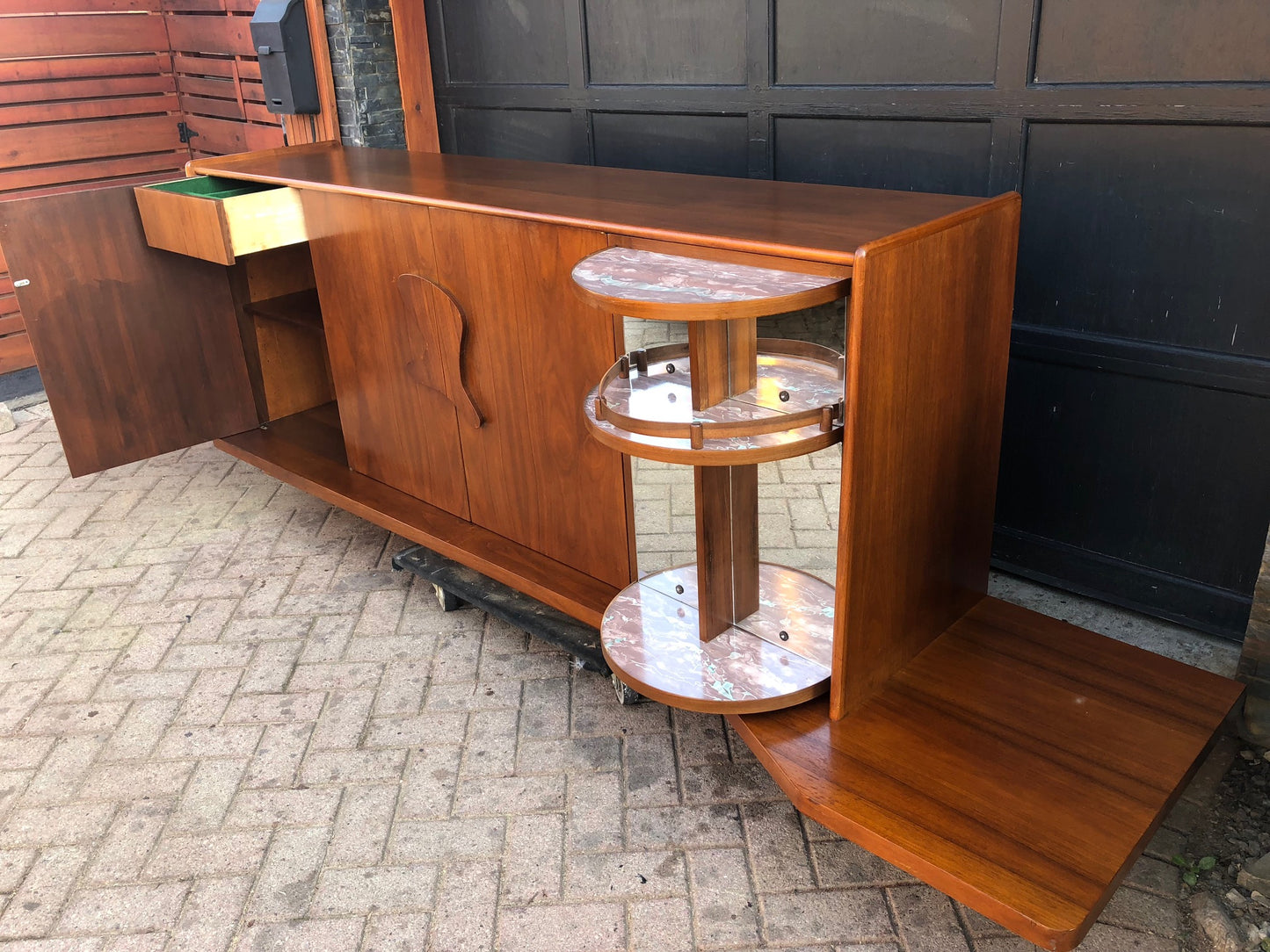 RESTORED Exceptional Pearsall style Large Walnut MCM Sideboard with a Bar, PERFECT - Mid Century Modern Toronto