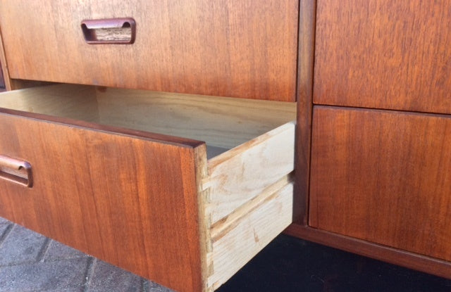 REFINISHED MCM Teak Low DRESSER 9 Drawers 76" - Mid Century Modern Toronto